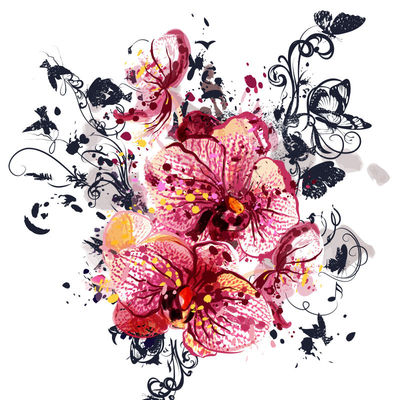 矢量花卉图片素材-抽象矢量现代装饰花卉设计背景插画-ai格式-未来素材下载